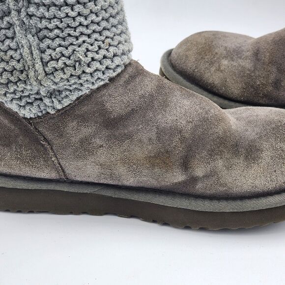 UGG Australia Shaina Knit Cuff Button Gray Slouch Boots in Size 8 - Picture 10 of 14